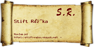 Stift Réka névjegykártya